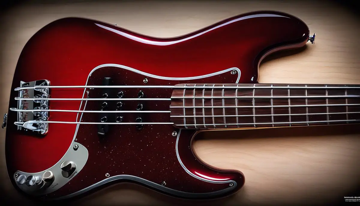 Image of a Fender Precision Bass guitar, highlighting its unique design and suitability for slap bass techniques