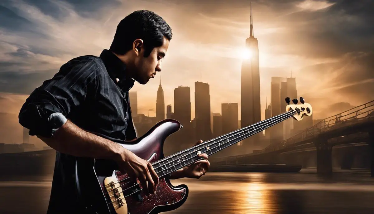 An image of a person playing Slap Bass Basics on a P Bass, showcasing the dynamic and expressive technique